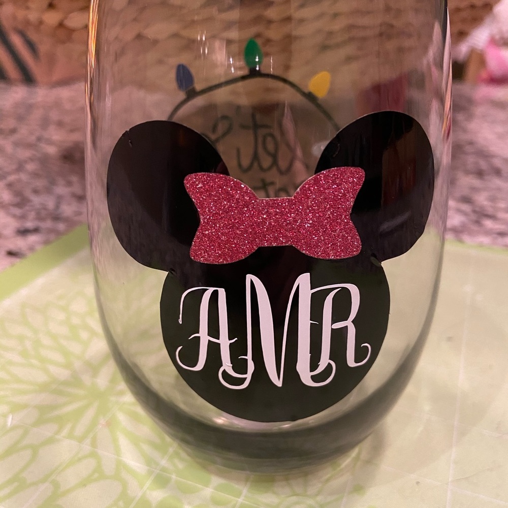 Disney Custom Christmas Wine Glass